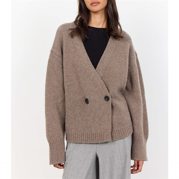 Levete Room LR-PERLE 6 Cardigan, Taupe Grey Melange